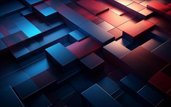 Red and Blue Abstract Artistic Rendering, Generative Ai photo