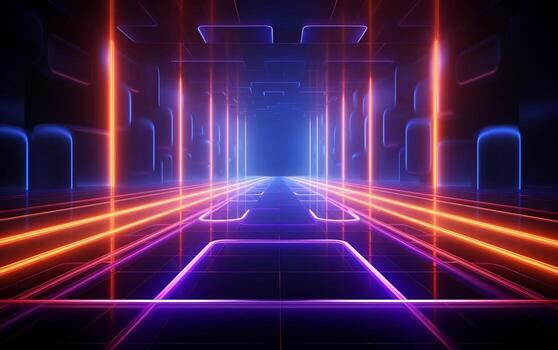 Abstract Neon Background Artistic Rendering, Generative Ai photo