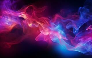 Abstract Colorful Smoke on Dark Background, Generative Ai photo