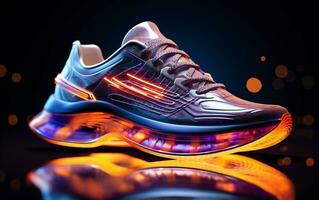 Futuristic Fitness Shoes and Sports, Generative Ai photo