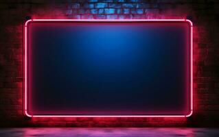 Red and Blue Space for Text Framed in Light, Generative Ai photo