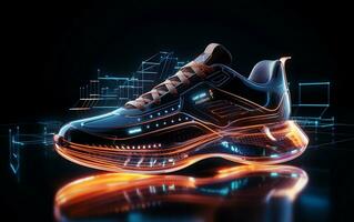 Futuristic Fitness Shoes and Sports, Generative Ai photo