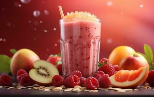 Healthy Fruit Smoothie, Generative Ai photo