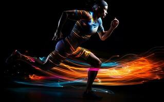 Sportsman Running Motion Blur, Generative Ai photo