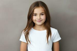 Female Child Model Blank Bella Canvas Apparel Mockup, Generative Ai photo