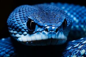 Award-Winning Photography of Blue Insular Viper Snake, Generative AI photo