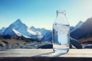 Elegant Scene Crystal Water Being Poured into a Glass and Bottle, Generative Ai photo