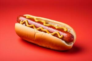 Vibrant Background Featuring an Isolated Hot Dog Capsule, Generative Ai photo