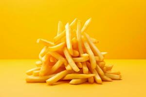 Vibrant Background Featuring an Isolated French Fry, Generative Ai photo