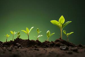 alto calidad minimalista valores fotografía crecimiento de plantas en suelo, generativo ai foto