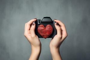 realista dslr fotografía de un mano participación un aislado en forma de corazon papel separar, generativo ai foto