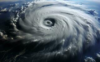 Top-down view of a hurricane, Generative Ai photo