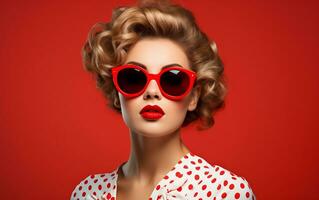 Woman in Retro Style Fashion, Generative Ai photo