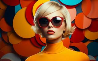 Young Beautiful Woman Wearing Sunglasses, Generative Ai photo