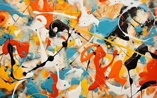 Jackson Pollock's Abstract Expressionism Unveiled, Generative Ai photo