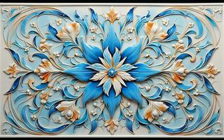 Persian Geometric Mosaic Wall Artistry. Generative Ai photo