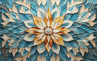 Persian Geometric Mosaic Wall Artistry. Generative Ai photo