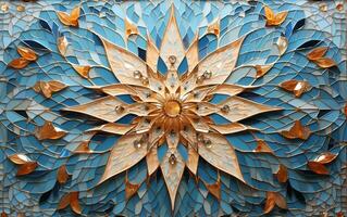Persian Geometric Mosaic Wall Artistry. Generative Ai photo