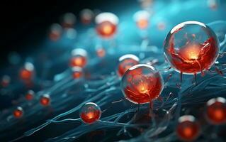 Ultra Closeup of Cancer Cells Microscopic View, Generative Ai photo