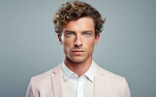 Studio Portraits, Young Male Model on Solid Background photo