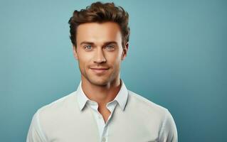 Studio Portraits, Young Male Model on Solid Background photo