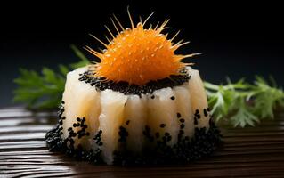 Product Photography of a uni sea urchin sushi photo