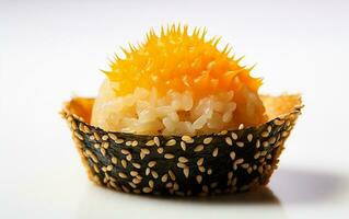 Product Photography of a uni sea urchin sushi photo