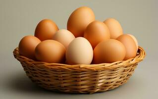 Basket of Eggs, Light Background, Takeout. Generated By Ai photo