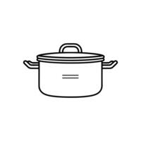 Lineal Cooking Pot Vector on White Background photo