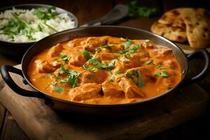 Flavorful Indulgence Butter Chicken Dish. Generative By Ai photo