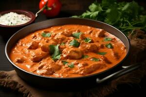 Flavorful Indulgence Butter Chicken Dish. Generative By Ai photo
