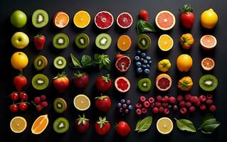 Versatile Fruits in Design. Generative by Ai. photo