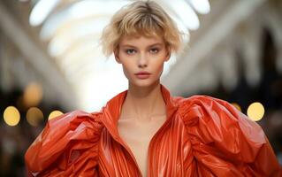 Stunning Shot of a Model on the Catwalk. Generative by Ai photo