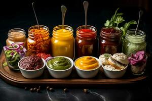 A Diverse Range of Sauces and Condiments. Generative by Ai photo