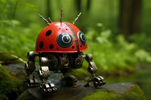 Insect-Inspired Robot Ladybug's Nature Adventure. Generative by Ai photo