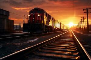 en pista aventuras tren paso en estilo. generativo por ai foto