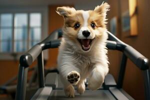 patas para aptitud reloj esta linda perros gimnasio rueda de andar ejercicio. generativo por ai foto