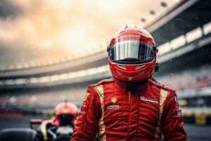 Driver Gearing Up for Formula One Race. Generative By Ai photo