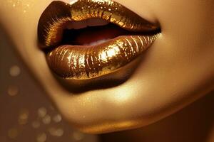 Fashionable Woman's Stylish Lip Trend. Generative By Ai photo