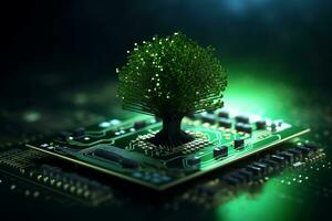 Sustainable Tech Growth and Environmental Balance. Generative By Ai photo