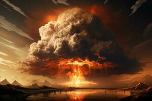 The Astonishing Mushroom Cloud in Perspective. Generated By Ai photo