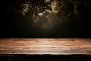 The Simplicity of an Empty Wooden Table A Visual Exploration. Generative By Ai photo