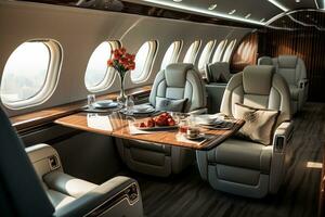 A Luxury Interior in Modern Business Jets. Generative By Ai photo