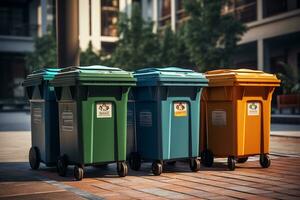 Exploring Garbage Containers for Waste Sorting. Generative By Ai photo