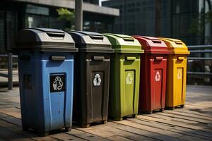Exploring Garbage Containers for Waste Sorting. Generative By Ai photo