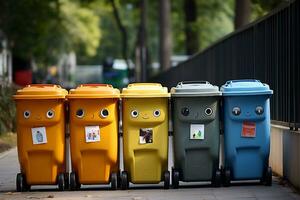 Exploring Garbage Containers for Waste Sorting. Generative By Ai photo