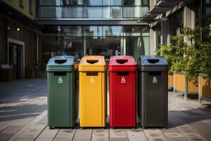 Exploring Garbage Containers for Waste Sorting. Generative By Ai photo