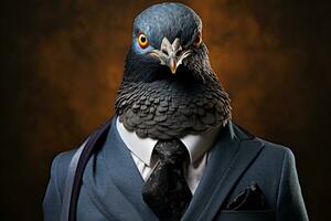 Pigeon Dress Code in the Urban Business World. Generative By Ai photo