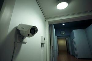 supervisión con habitación vigilancia cámara. generativo por ai foto