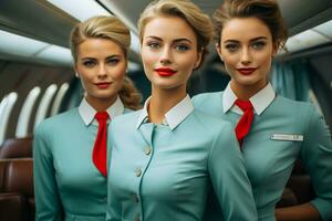 The Vital Role of Women in the Stewardess Profession. Generative By Ai photo